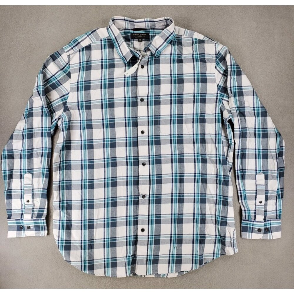 New Banana Republic Plaid Lightweight Flannel Mens XL Button Shirt